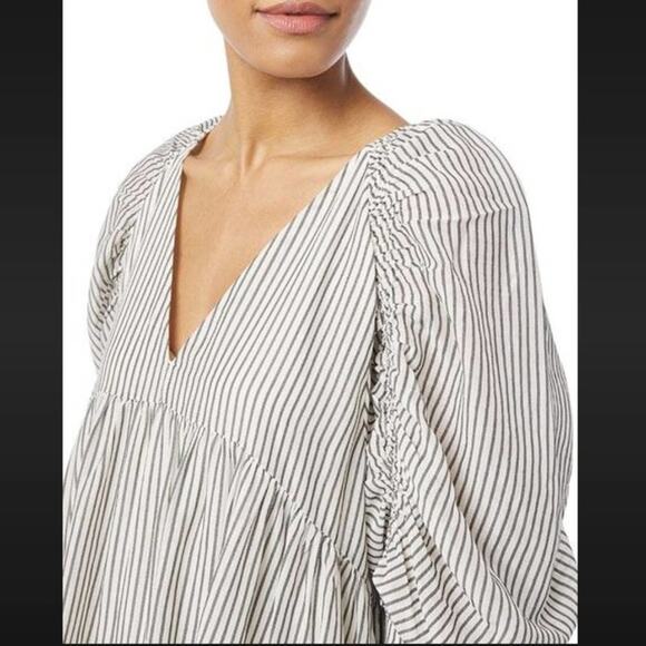 FRAME NWT BOHO BOHEMIAN CASUAL STRIPE DRESS SHIRRED BABYDOLL EMPIRE S - Picture 7 of 9